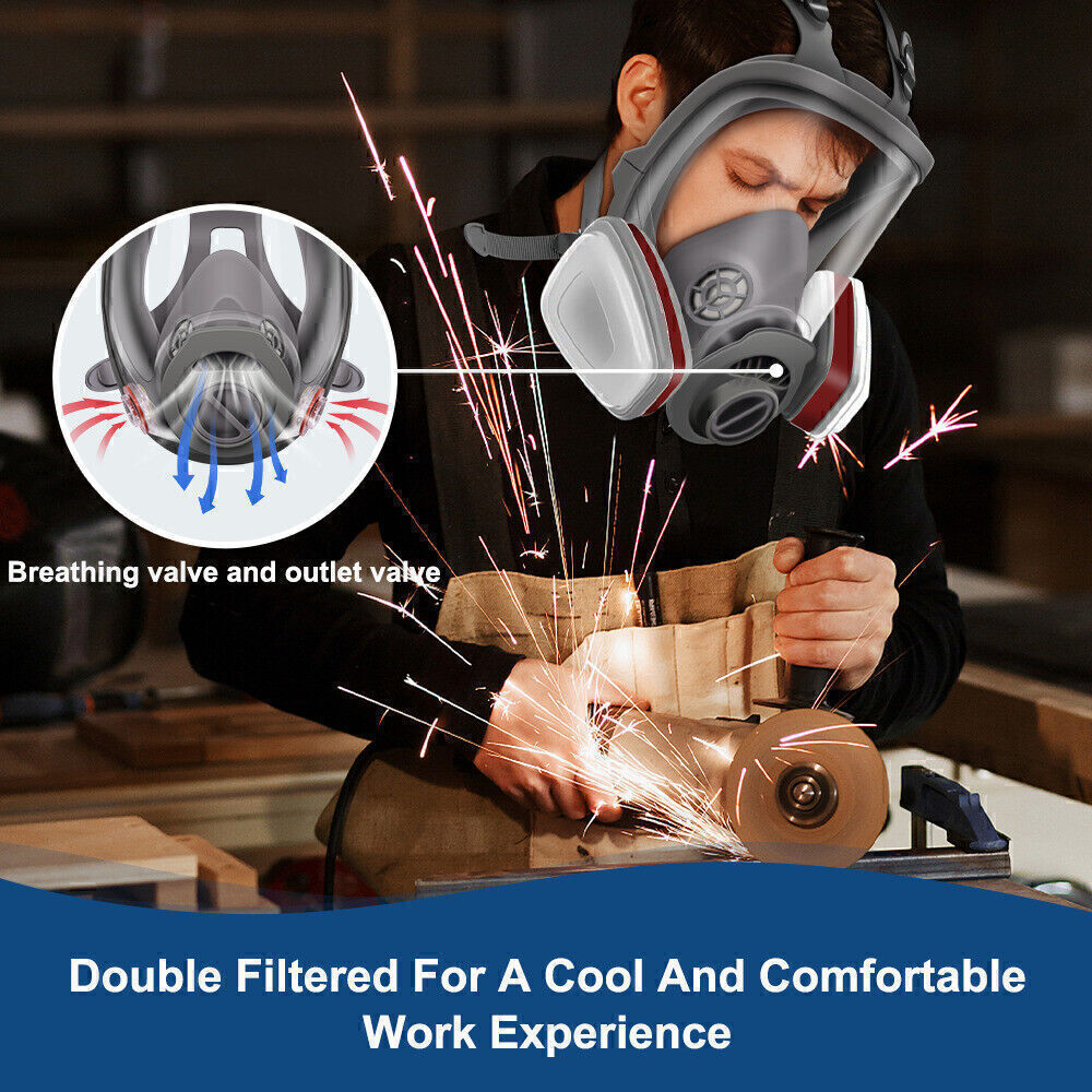 Full Face Respirator Gas Mask Carbon Filter For Auto Car Painting Spraying Safe