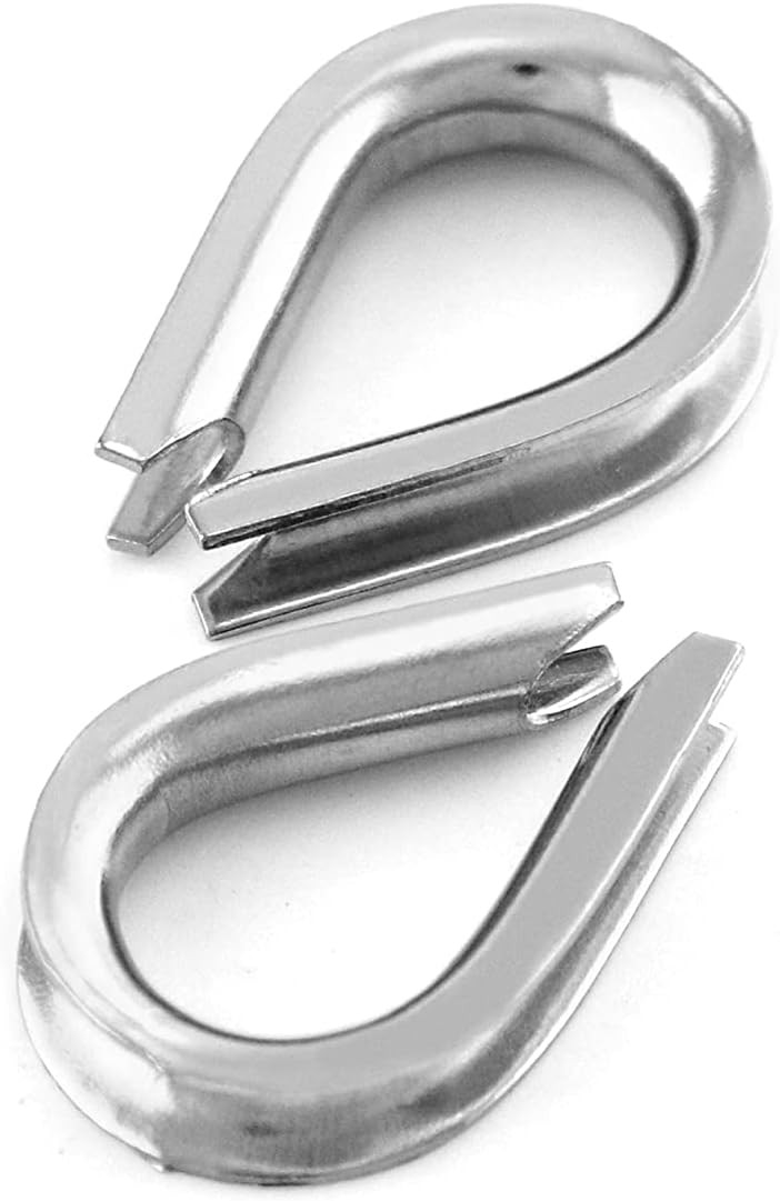 YAMASO 20pcs 1/4» M6 Stainless Steel Thimble for Diameter Wire Rope Cable…