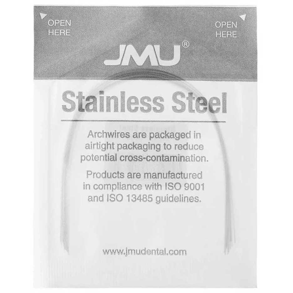 JMU Stainless Steel Archwire, Natural Rectangular, .017″ x .025″ Upper, 10/Pk