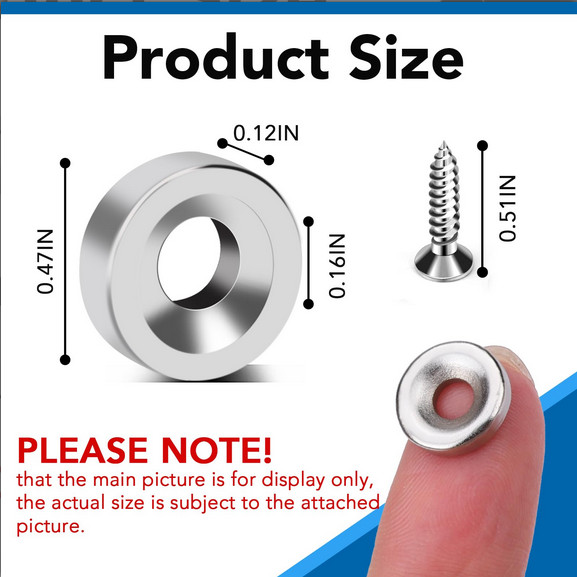 12mm Countersunk Ring Magnet 12x3mm 4mm Hole Neodymium Disk N52+ Screws USA Ship