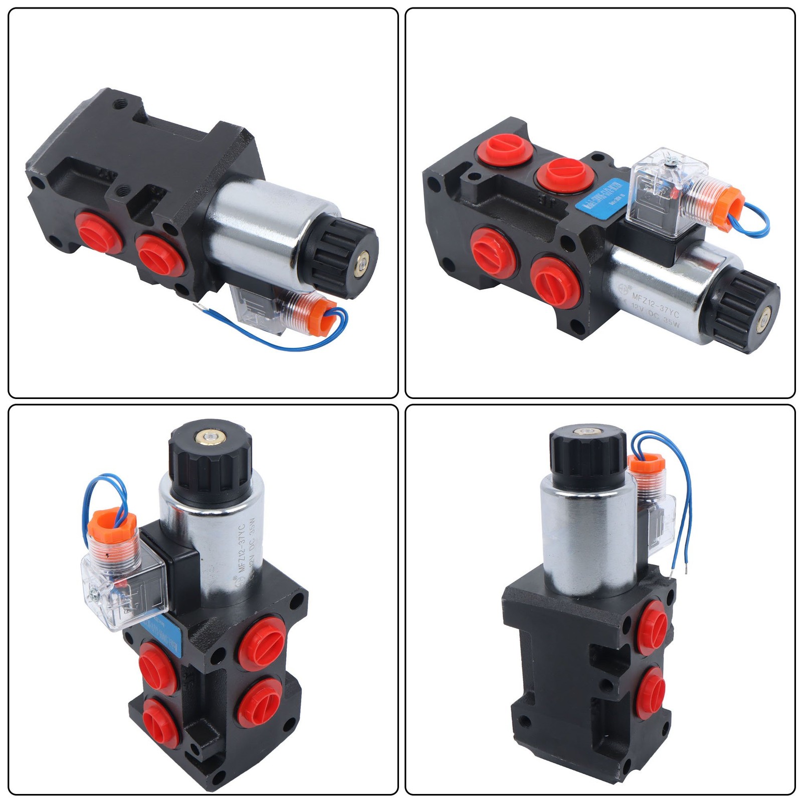 #10 SAE 6 Port 12V DC Hydraulic Solenoid Selector Diverter Valve 3Plug 13 GPM