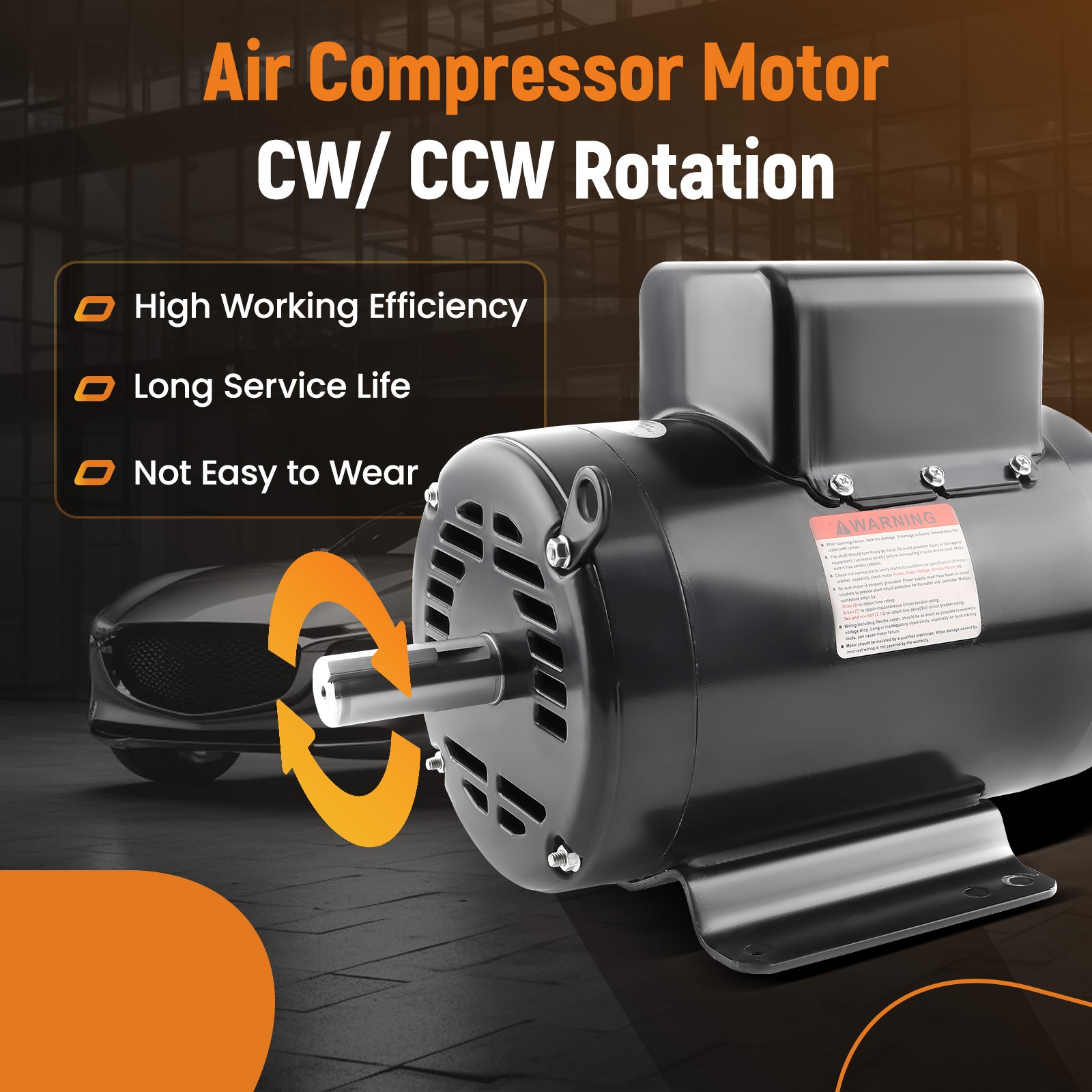 Compressor Duty Motor 7.5HP 3450RPM 1-1/8″ Keyed 184T Frame 2.75″ Length 1 Phase