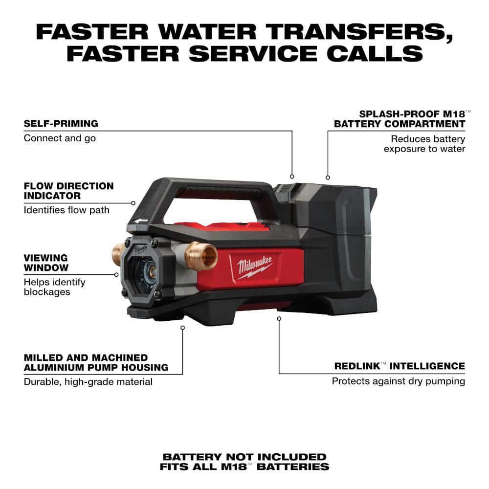 Milwaukee Transfer Pump M18 18-Volt 1/4 HP Lithium-Ion Cordless Tool Only