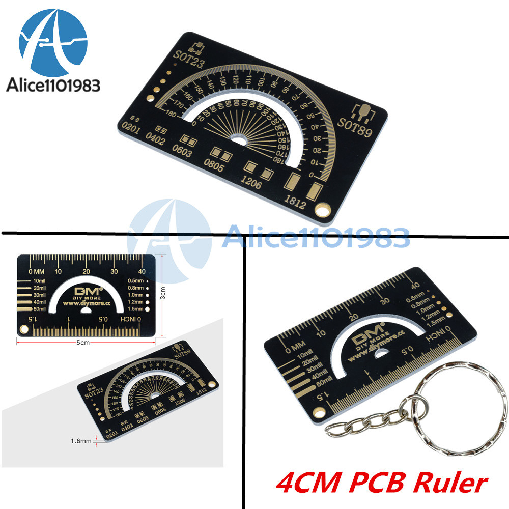 4CM Multifunctional FR4 PCB Ruler Measuring Tool Angle Measure Meter + Keychain