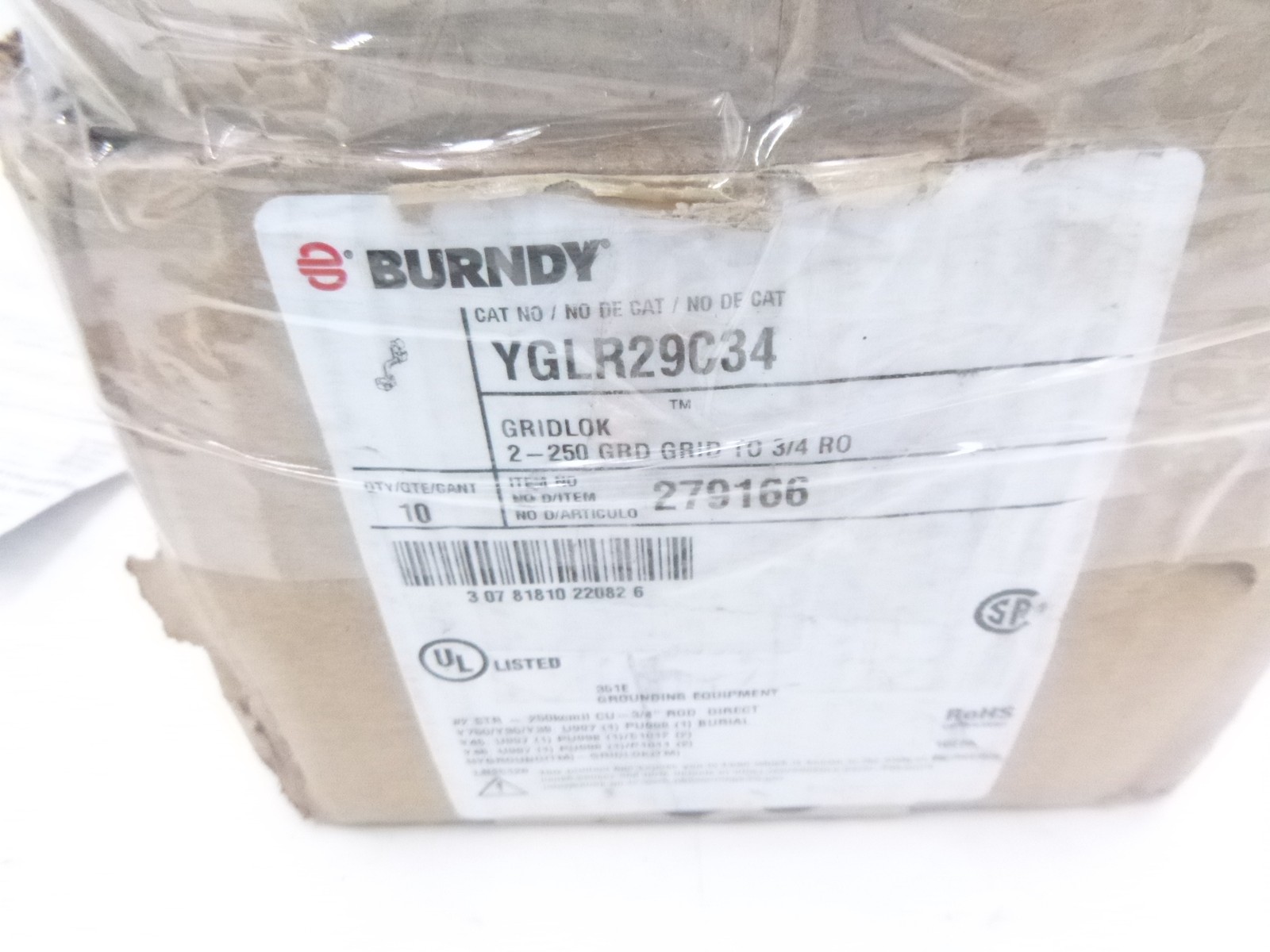 Burndy Copper Compression Grounding Connector 3/4″ Rod 2 AWG Stranded
