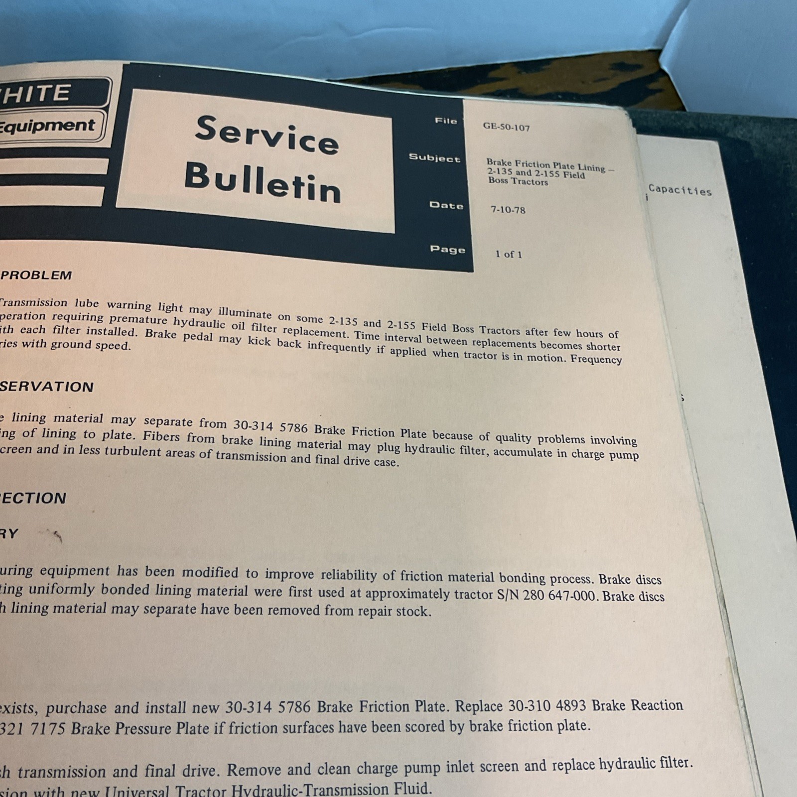 Vintage White Farm Equipment Service Bulletins 1970’s-90s & Power Pointers