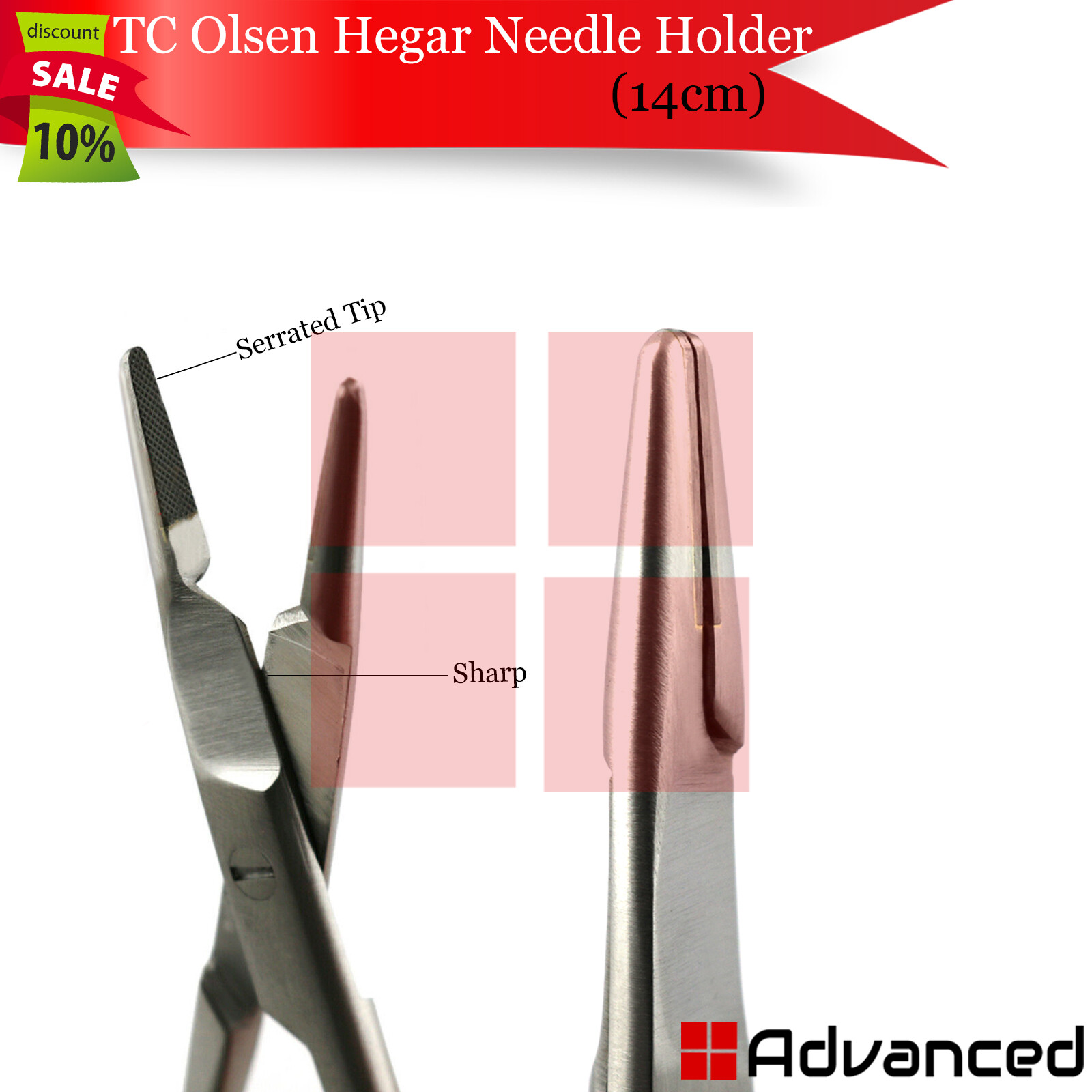 Surgical Suture Forceps Serrated TC Olsen-Hegar Needle Holder Driver 14cm Dental