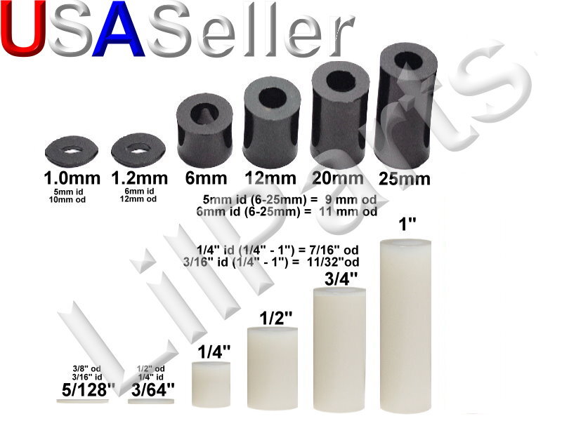 M5 M6 3/16″ 1/4 Nylon ABS Round Standoff Screw Bolt Spacers Washers Non Threaded