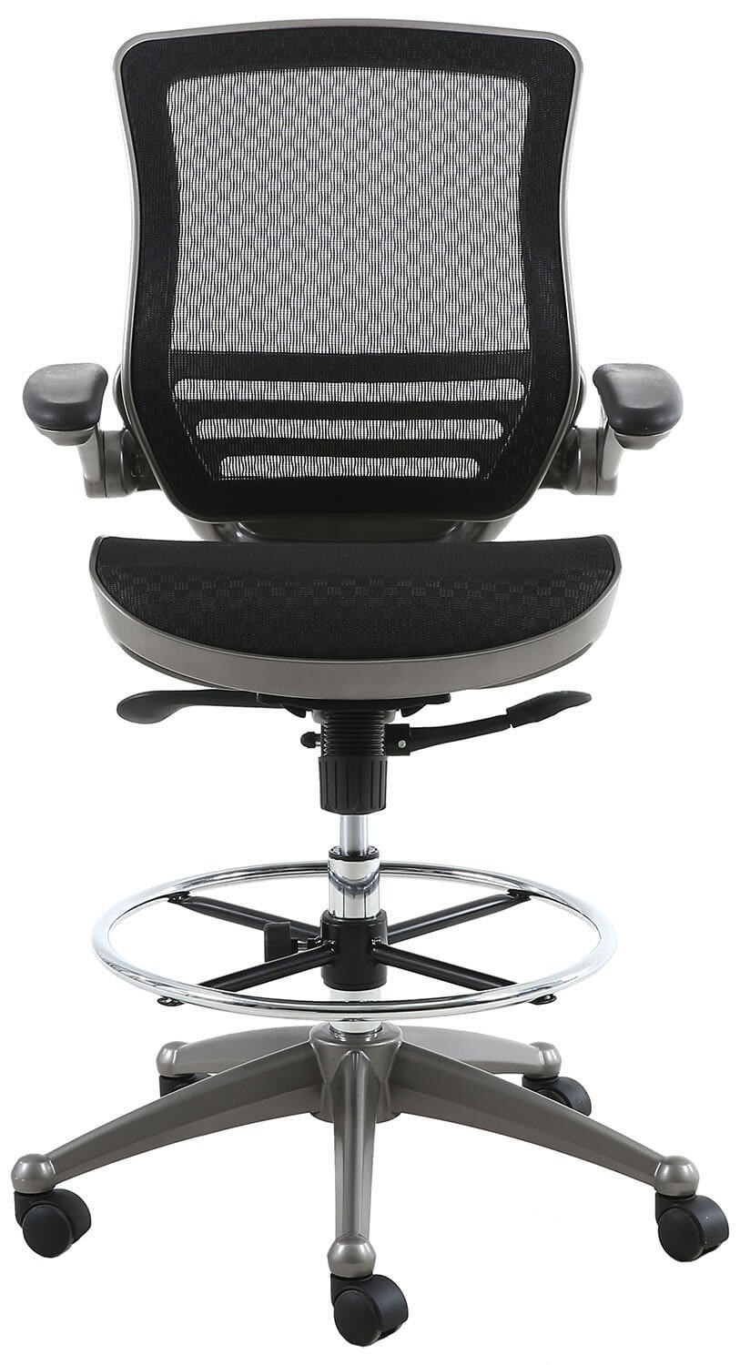 Harwick Evolve All Mesh Heavy Duty Drafting Chair – Gunmetal Finish [2250D-BK]