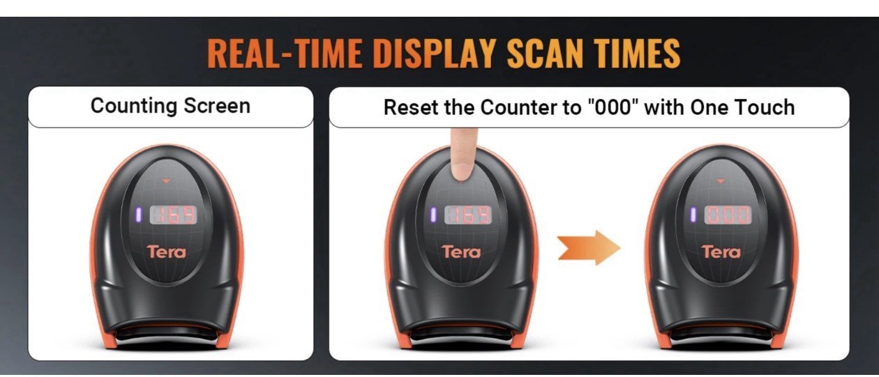 Tera Pro Series Wireless 1D 2D QR Barcode Scanner with Cradle Display HW0008