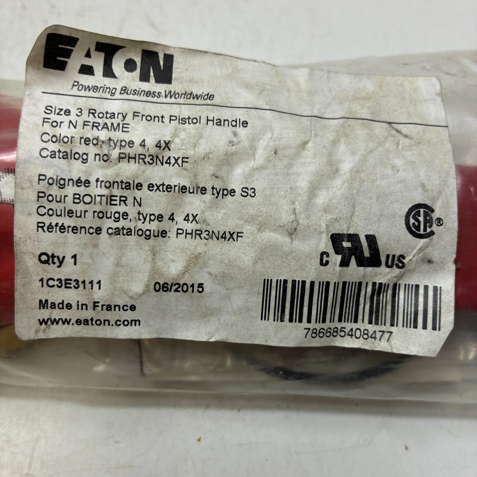 EATON PHR1N4XF Rotary Front Pistol Handle for N Frame Size 3 red Type 4 4X