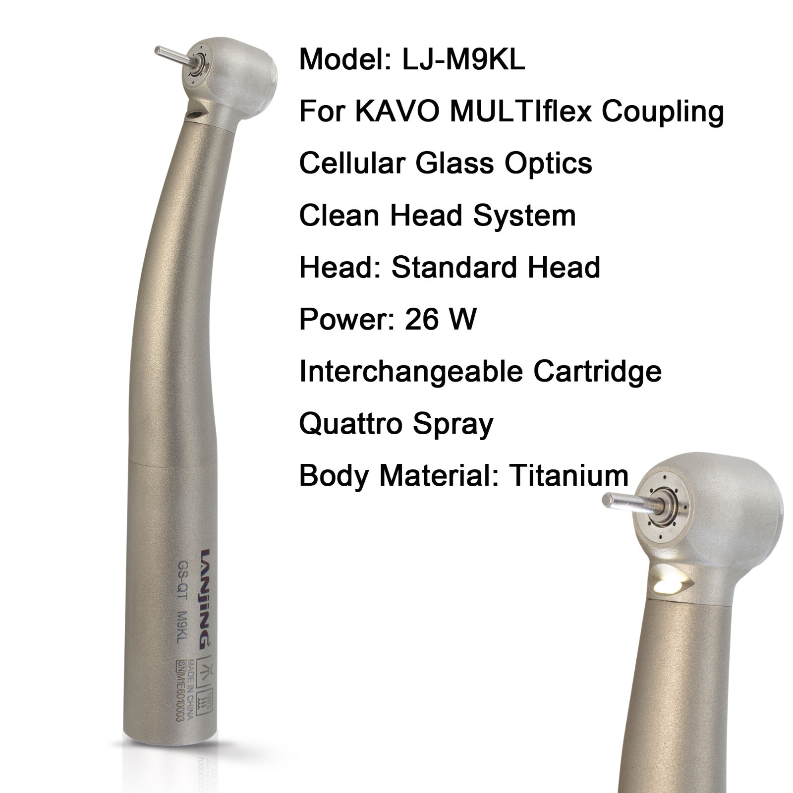 COXO Dental High Speed Fiber Optic Handpiece Turbine KaVo Coupler 4 Hole 6 Pin