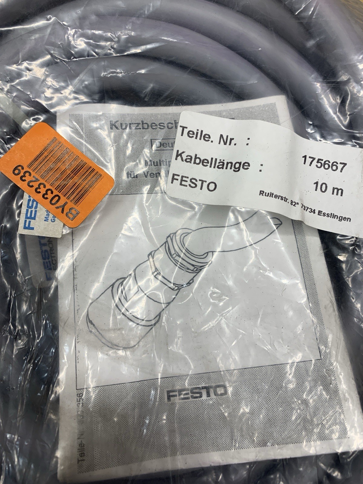 FESTO KMP2-03-V-10-26 CONNECTING CABLE 175667 10 METER LENGTH **NEW**