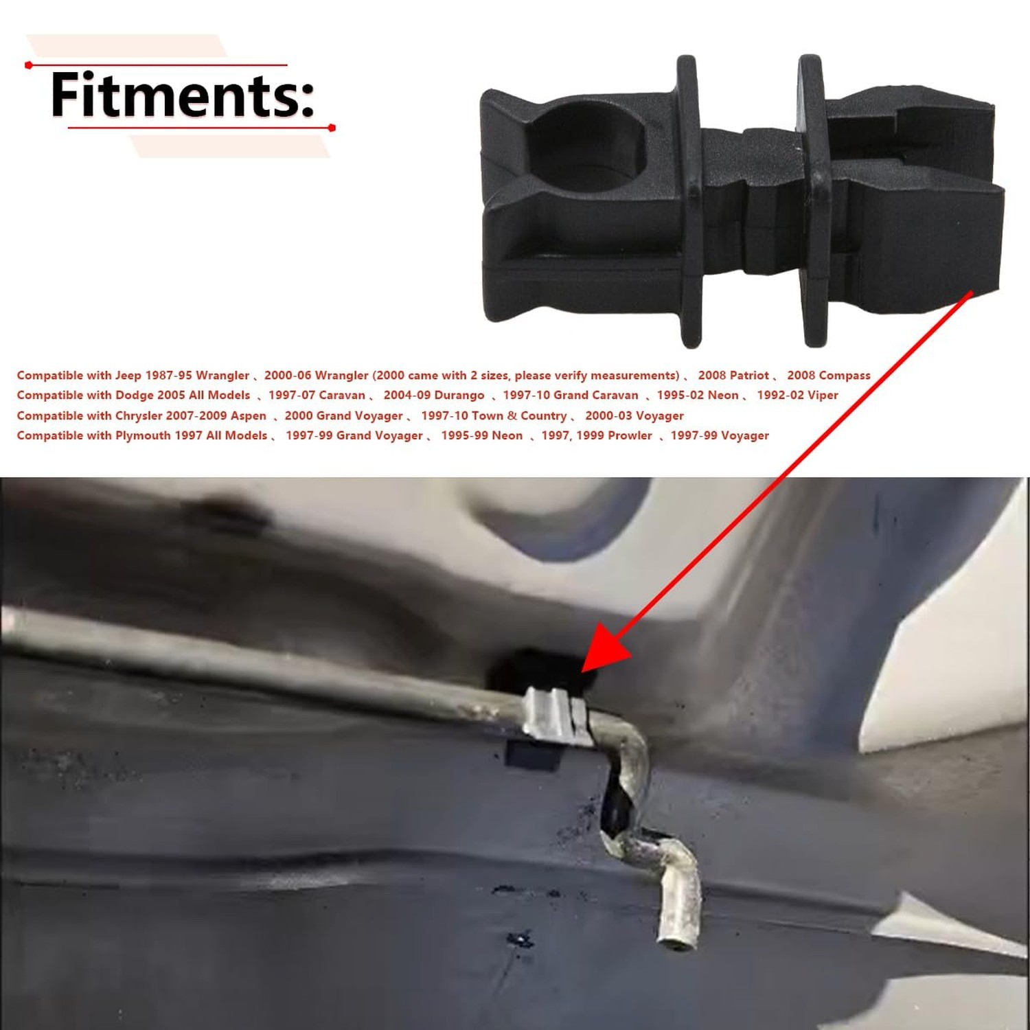 Hood Prop Rod Retainer Clip Compatible with Wrangler YJ TJ Patriot Compass