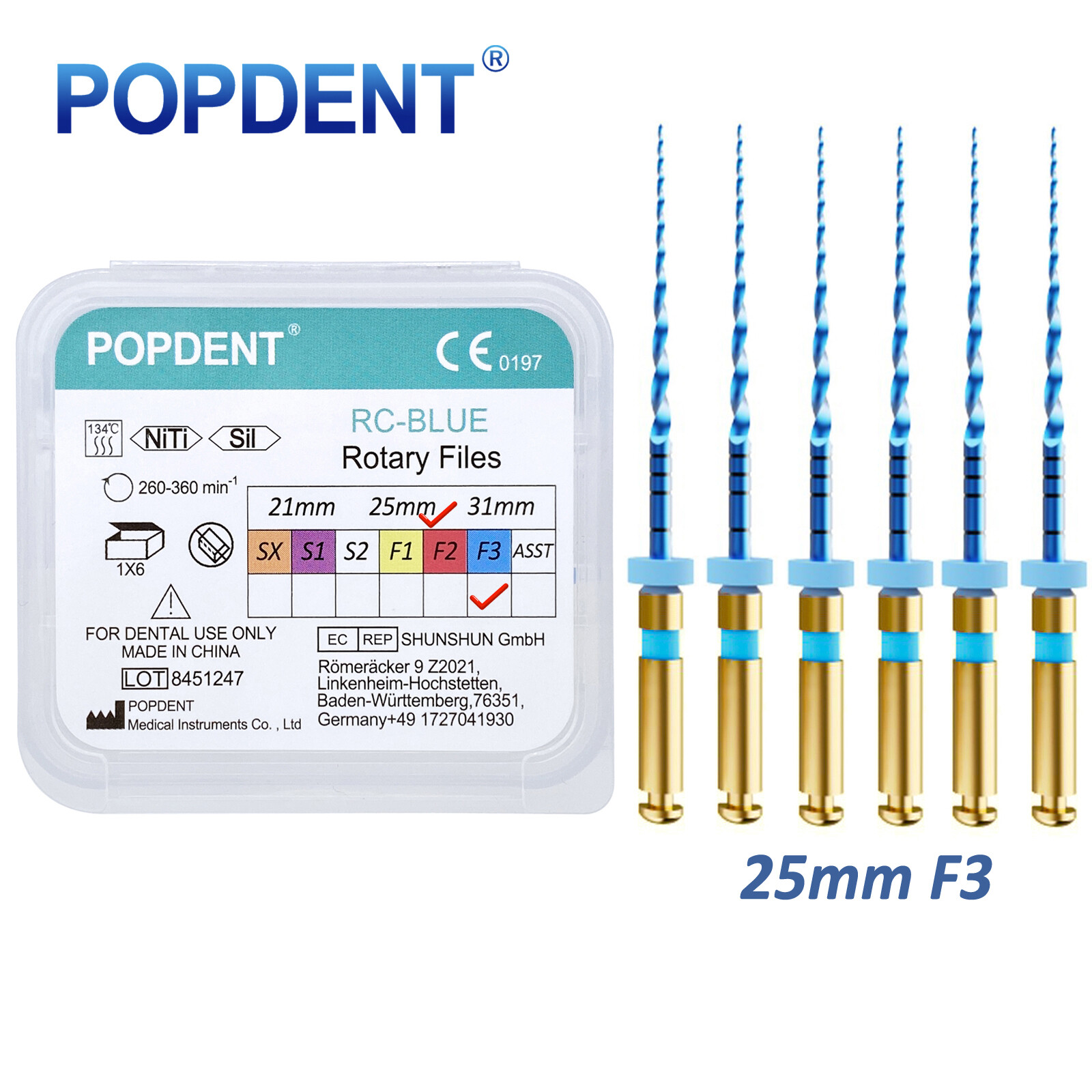 POPDENT Dental Endo Rotary Files X-Pro Gold Taper NITI Endodontic Root Files