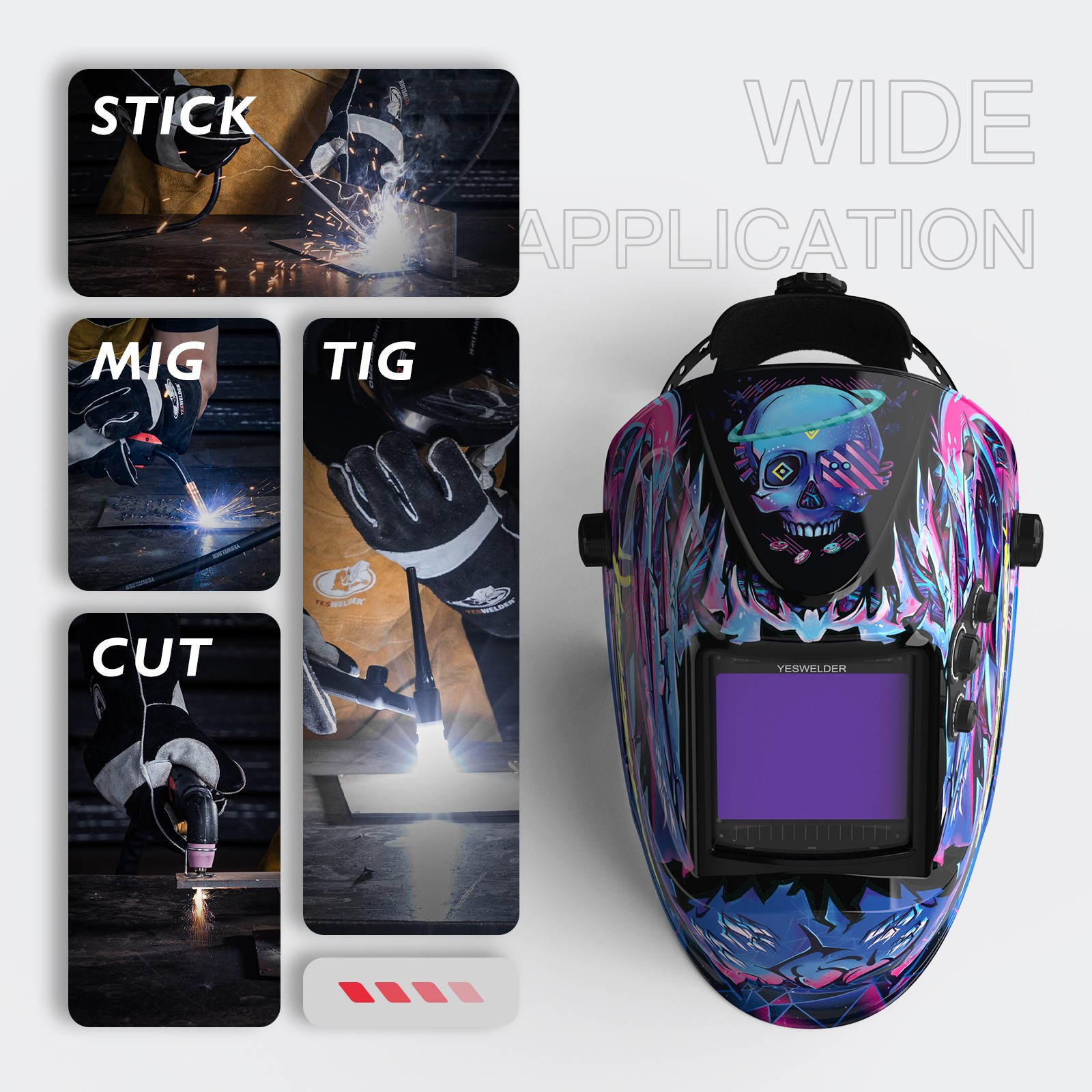 Auto Darkening Welding Helmet, Large View True Color Welder Mask, 4 Arc Sensor