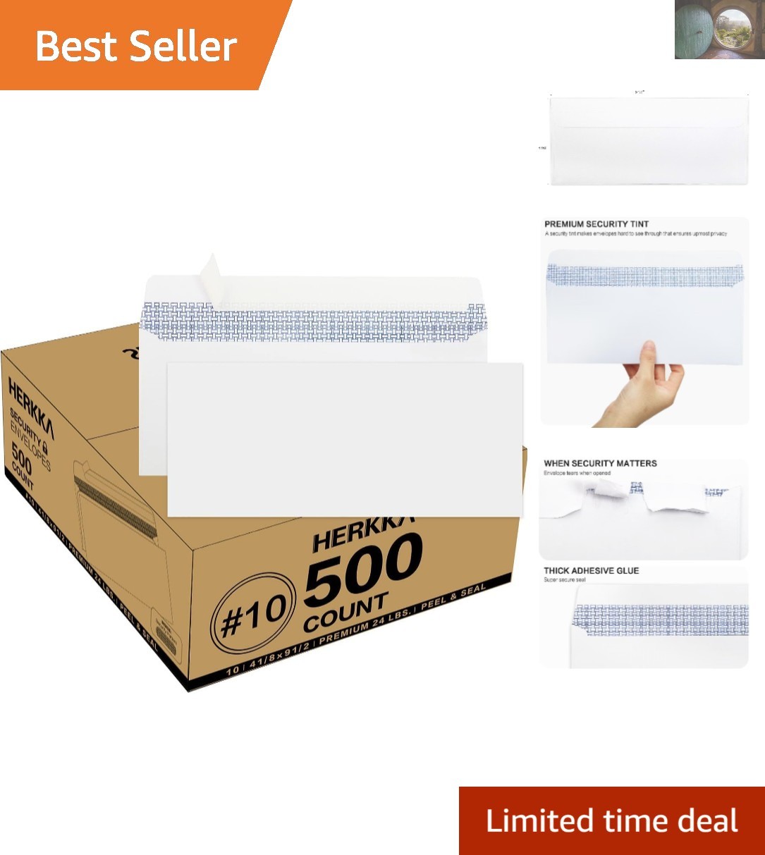 Secure 500 Pack Business Envelopes – Self-Seal Windowless, 4.125 x 9.5 Inch Size