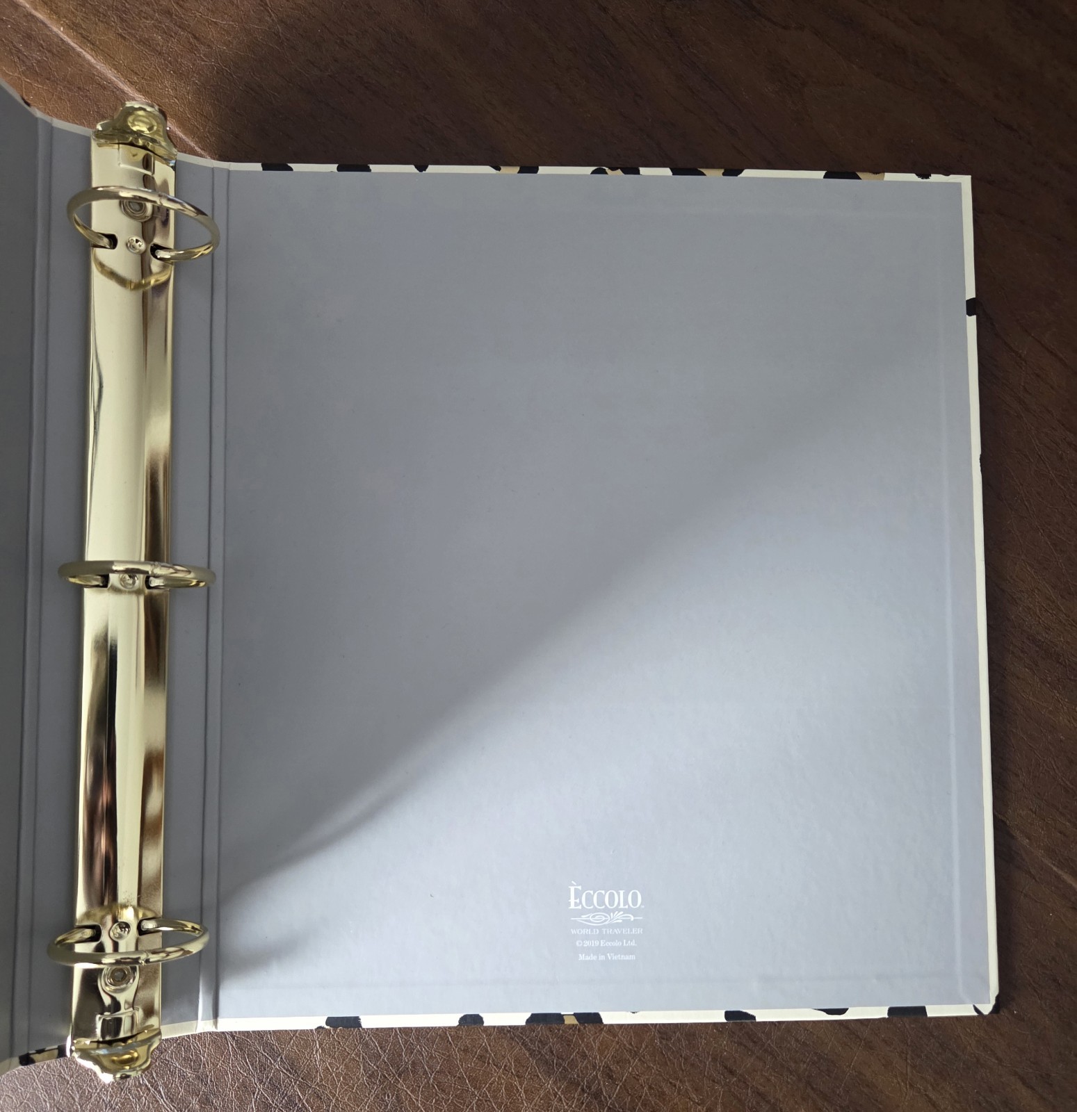 Eccolo Leopard Print 3-Ring Binder White Black Gold Daily Use