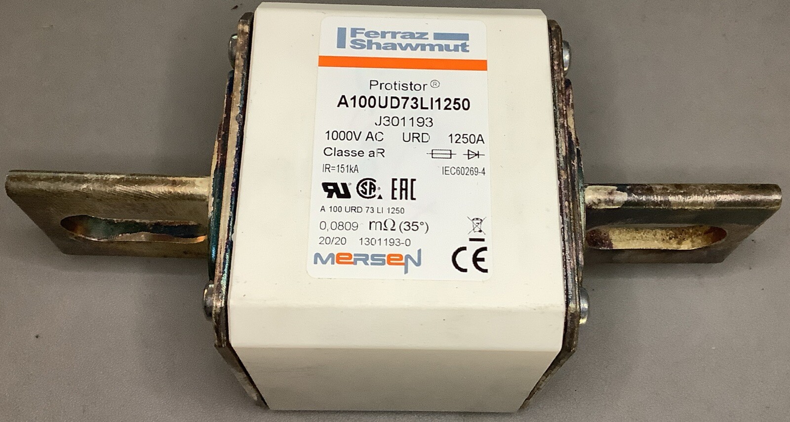 Ferraz Shawmut A100UD73LI1250 1000V Protistor Semiconductor Fuse J301193 (B145)