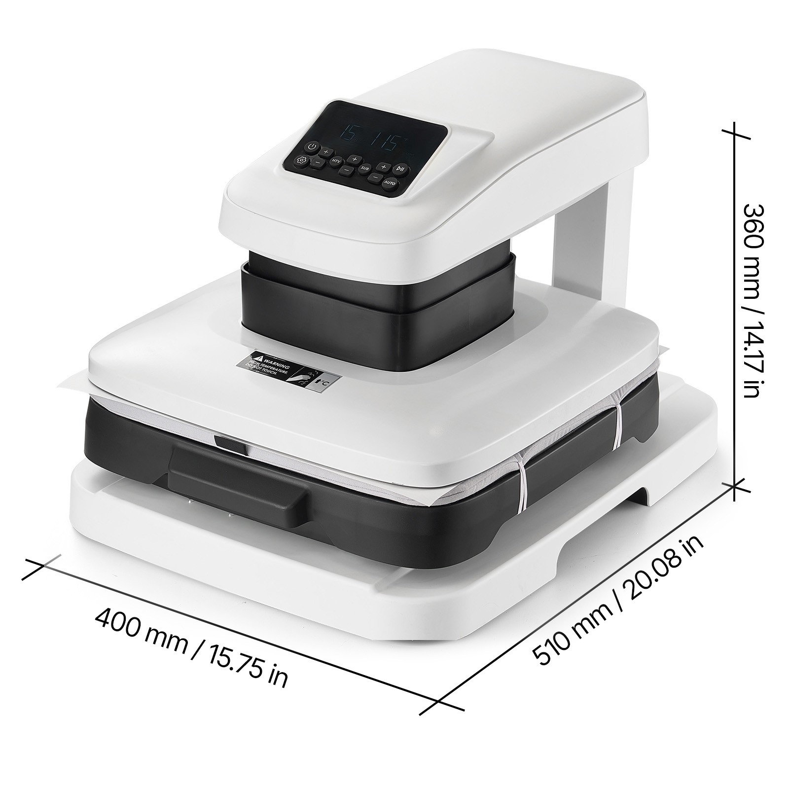 Uimoso Automatic Heat Press Machine for T-Shirts 15 x 15 in Heating Plate, White