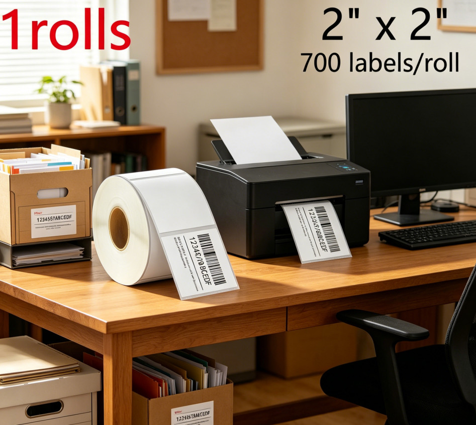 2″ x 2″ Square Direct Thermal Labels 700/Roll Adhesive DIY for Zebra and Rollo