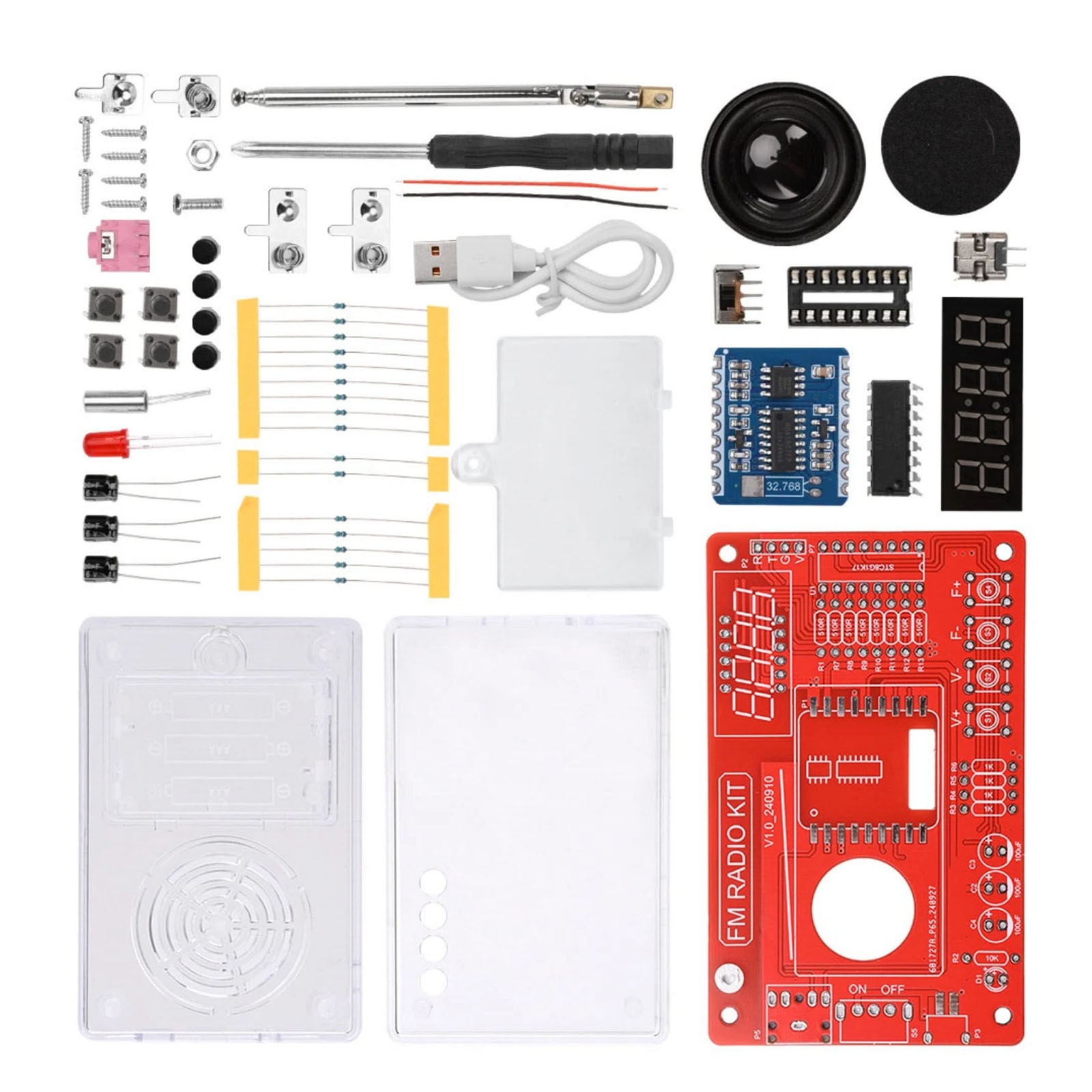 Educational RDA5807 FM Radio DIY Kit 87-108MHz with 15 Sound Level Adjustments