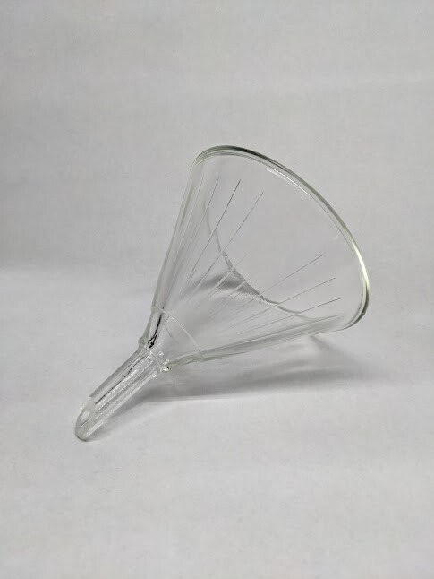 Vintage MERCER 16 oz Ribbed Glass Heavy Wall Laboratory Funnel {whse2.26A3}