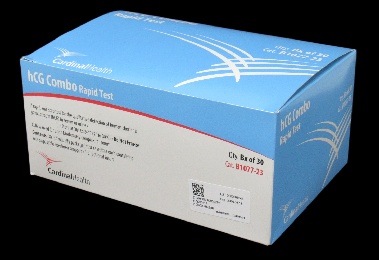 NEW 30-PACK Cardinal hCG Rapid Pregnancy Test Combo Urine Serum Cassette EXP ’26