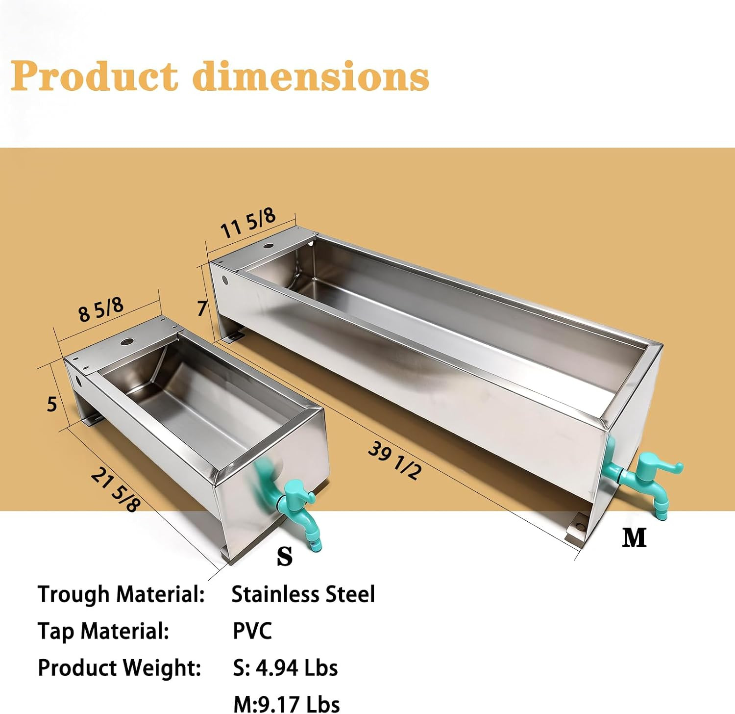 Stainless Steel Automatic Livestock Water Troughs with Float Valve Kit (2 Pack)