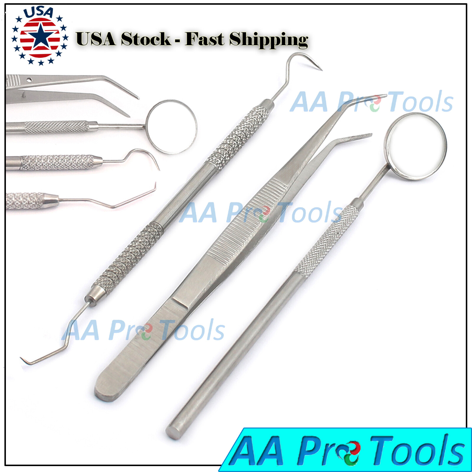 3 Pcs Dental Examination Kit Basic Hygiene Tweezer Mirror Explorer Cleaning Tool