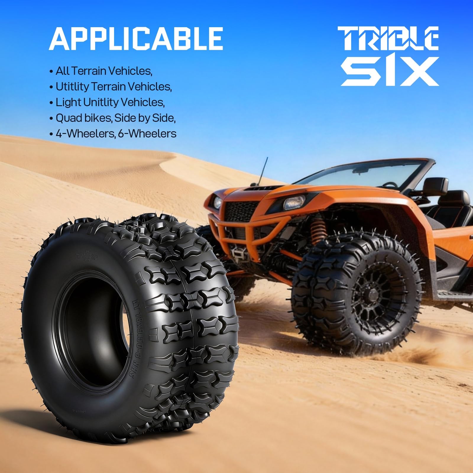 18×9.5-8 ATV UTV Tires 4PR Heavy Duty All-Terrain Mud Trail Tubeless Set of 2