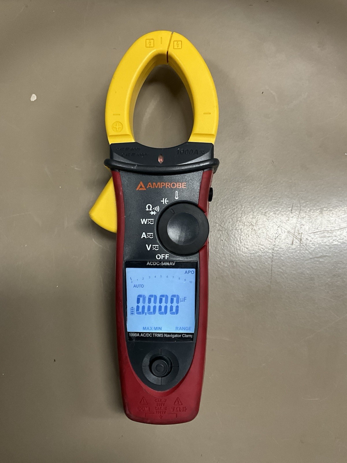 AMPROBE AC/DC-54NAV 1000A AC/DC TRMS NAVIGATOR CLAMP METER POWERS ON
