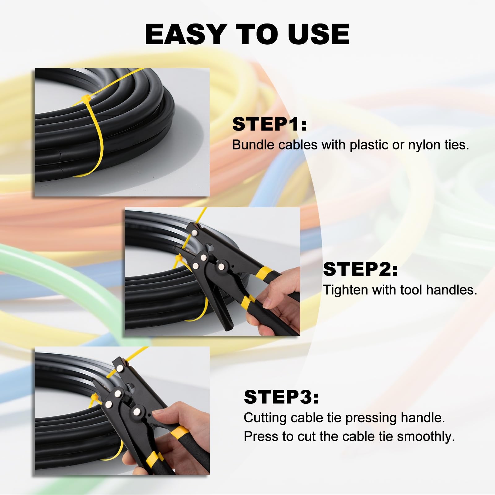 JIOUXIP Zip Tie Tool, Tensioning and Cutting Tool for Black Yellow