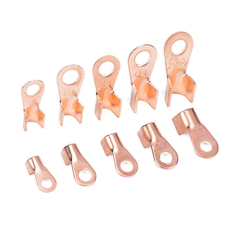 70pcs Heavy Duty Open Barrel Wire Crimp Connector Copper Ring Lug Terminal Kit