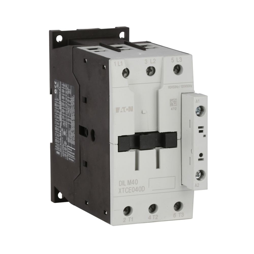 Eaton XTCE040DS1A XT IEC Contactor, 40A, Side-Mounted, 110 Vac 50 Hz, 120 Vac