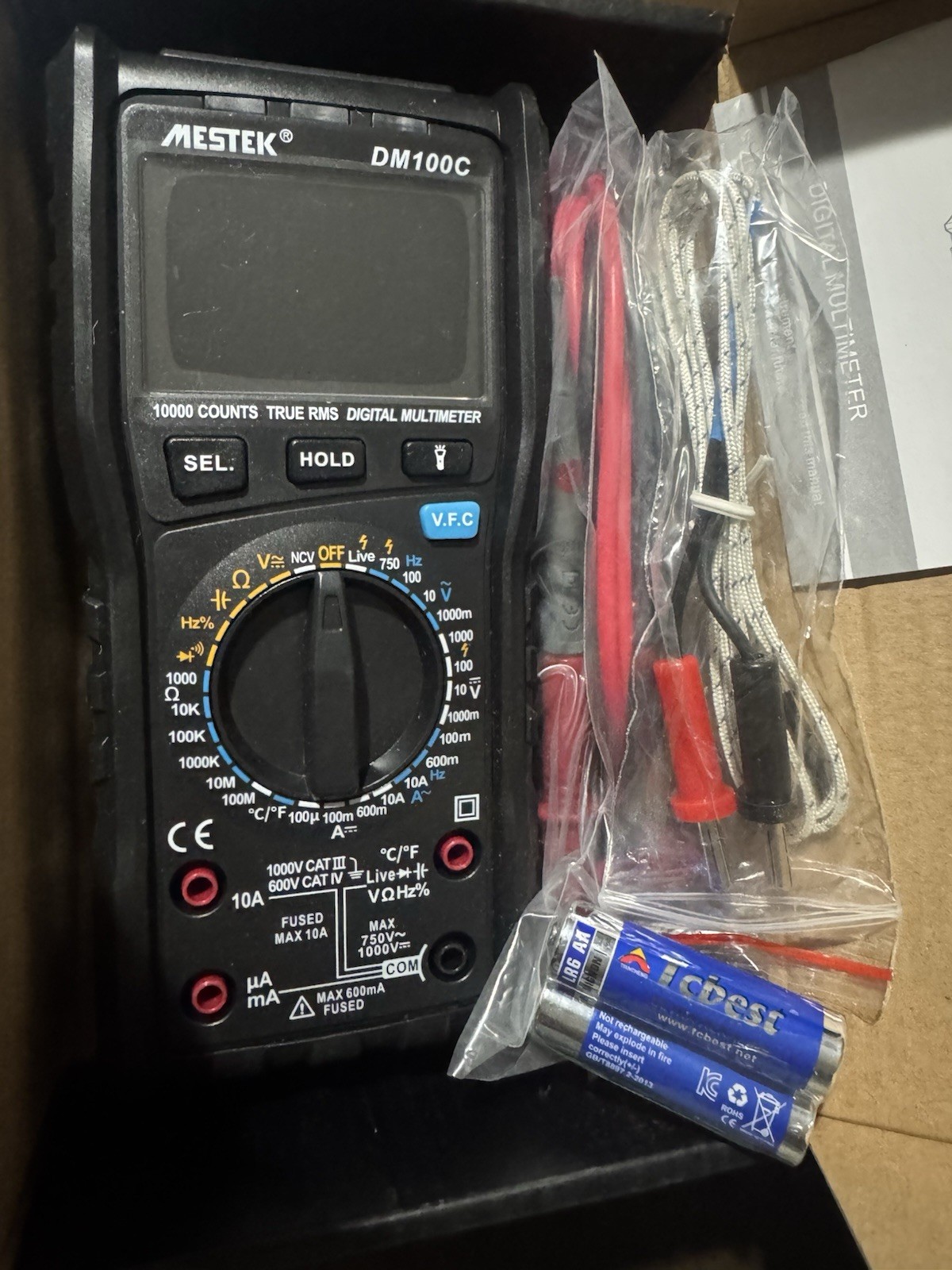 MESTEK DM100 Analog Digital Multimeter True RMS NCV Live Line Tester Open Box