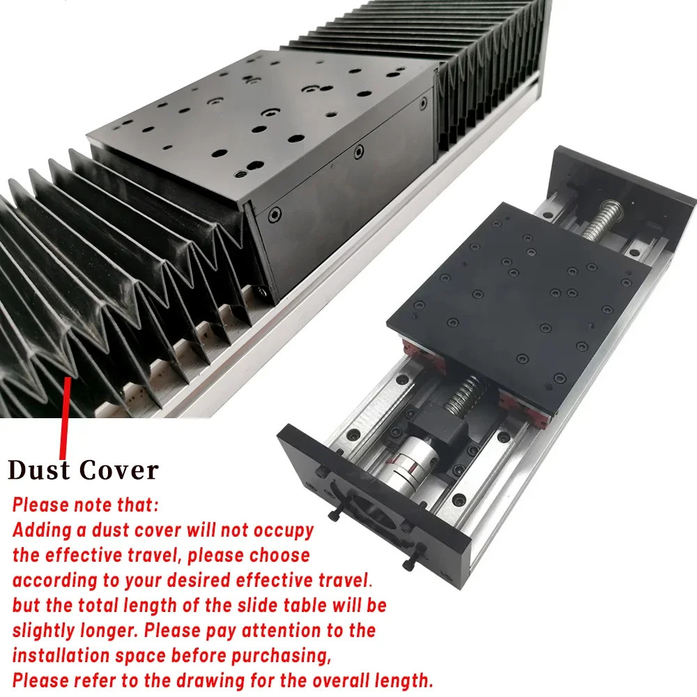 551lbs Heavy Duty Linear Slide Table w/Bellows Cover,Dust Proof CNC Linear Stage