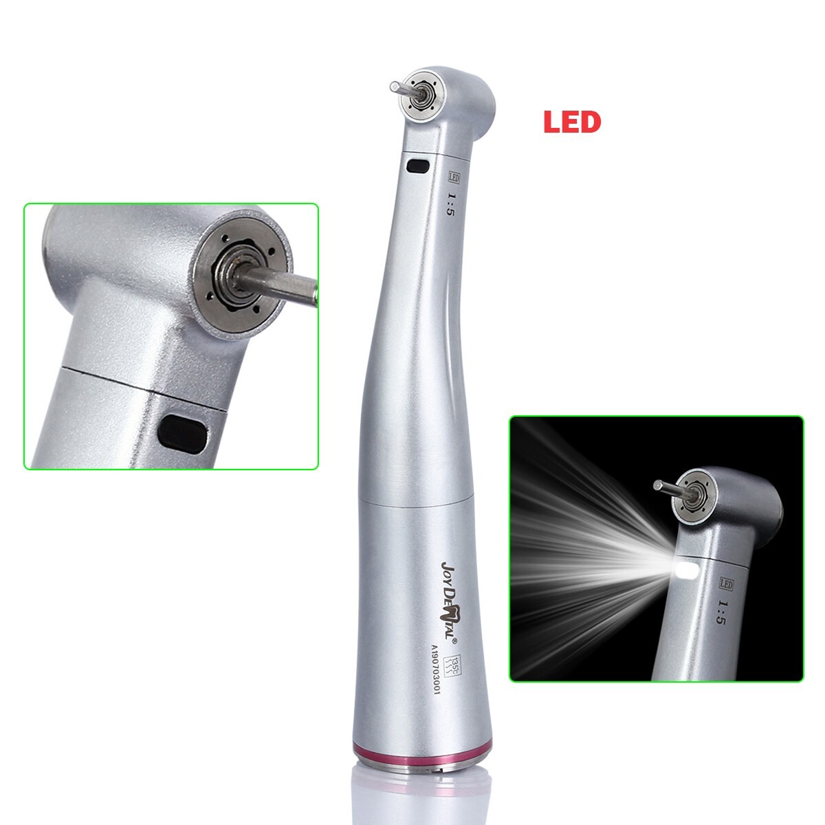 AZDENT Dental 1:1 /1:5 / 20:1 LED Optic Contra Angle Handpiece fit E-Type Motor