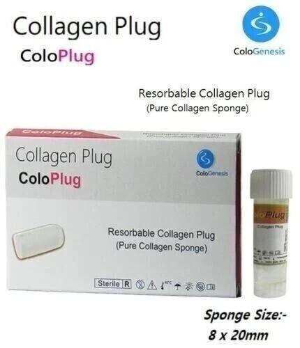 Collagen Plug Colo Plug Sterile Sponge 8 X 20 mm EX08/2027 USA TARIFF PAID