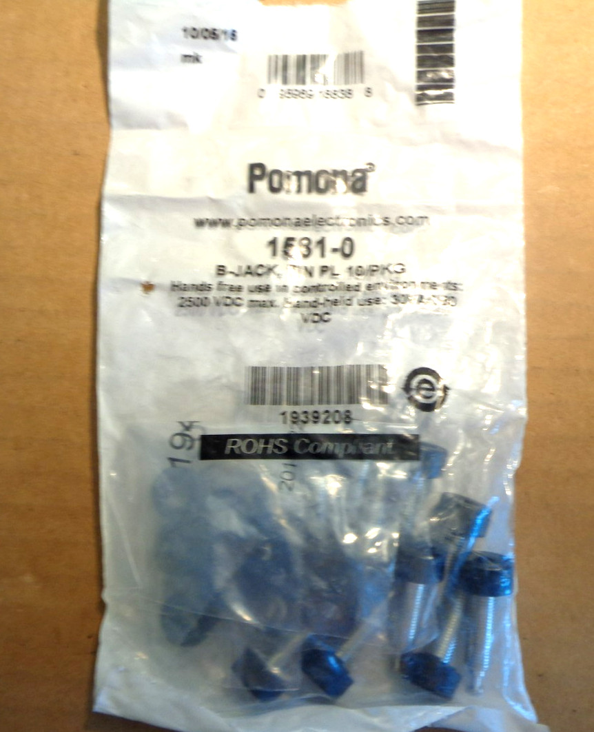 New – 1 Pack of 10 Pcs of Pomona 1581-0 Black Banana Jack In Sealed Bag