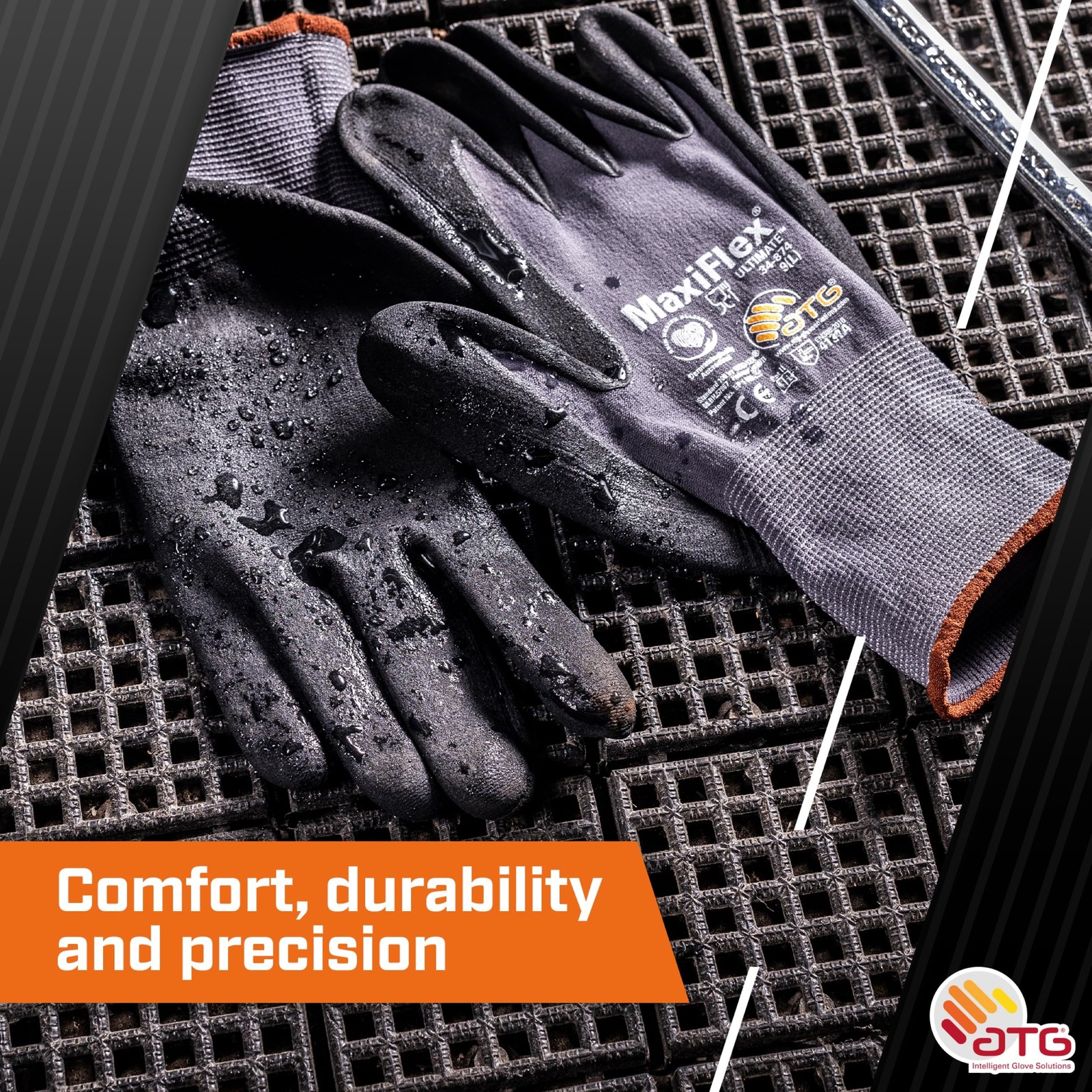 MaxiFlex PIP 34-874/L MaxiFlex Ultimate, Foam Nitrile Palm Coated Gloves, Gra…