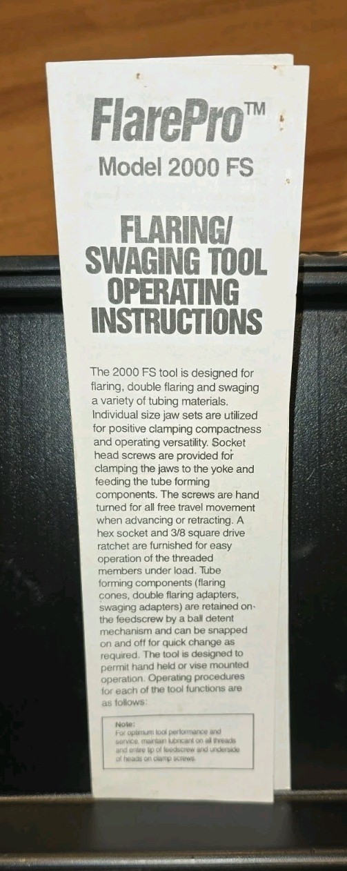NEW Imperial Eastman 2000-FS Flare Pro Four-In-One Flaring Swaging Tool Set