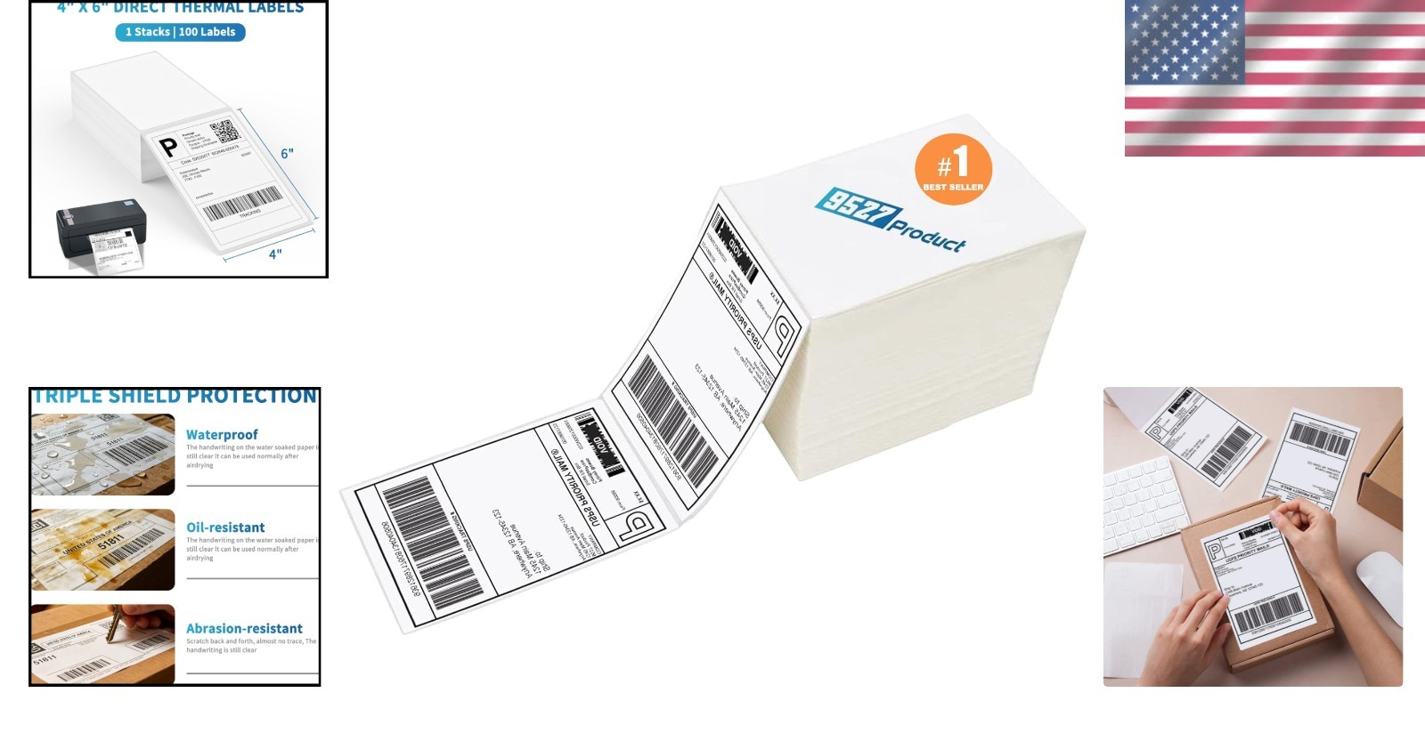 Upgraded 4×6 Thermal Labels: 100 Perforated Labels for Hassle-Free Shipping