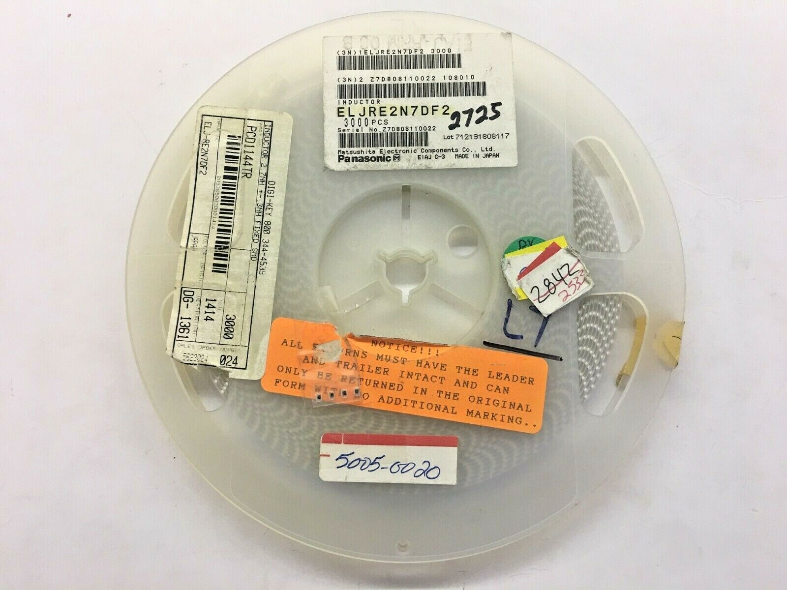 (2,725 PIECE REEL) ELJ-RE2N7DF2, PANASONIC, FIXED IND 2.7NH 500MA 100 MOHM
