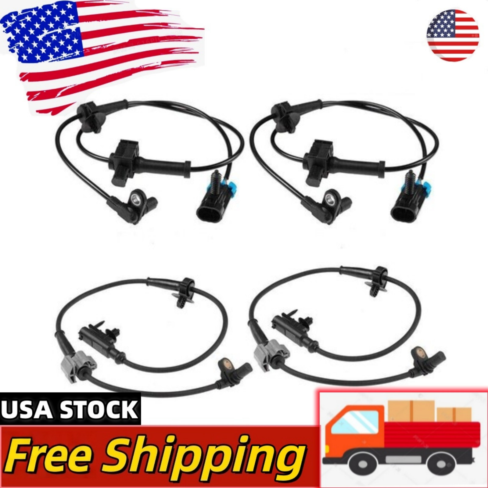 Front and Rear Left & Right ABS Wheel Speed Sensor 2 Pair for Chevy Silverado
