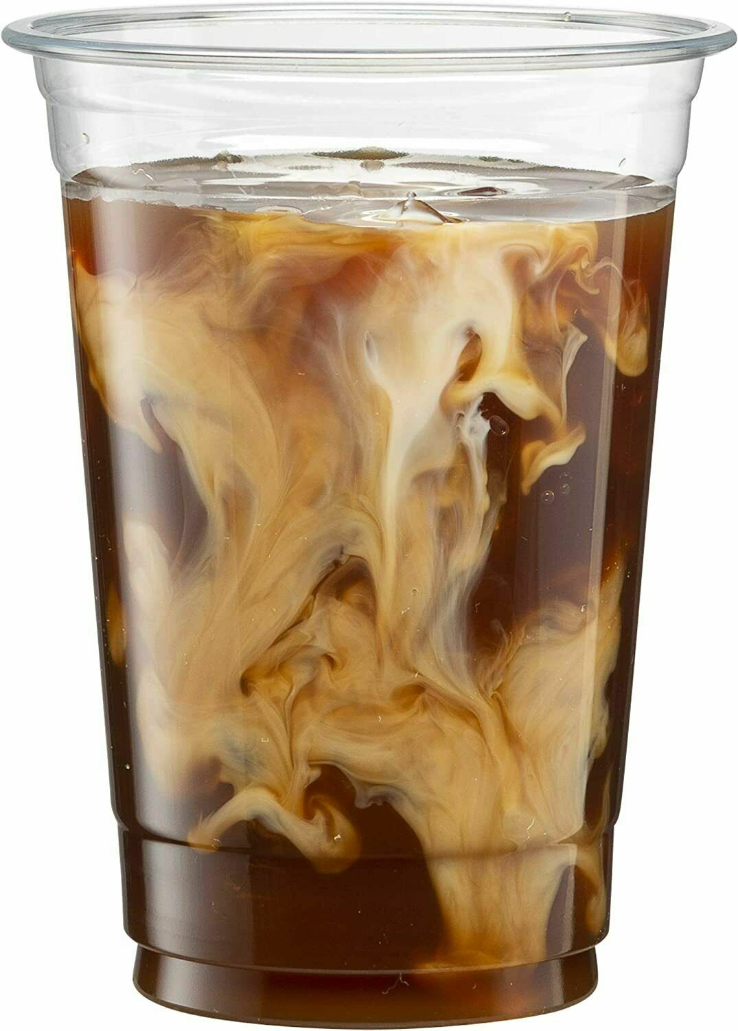 16 Oz Clear Plastic Cups PET Disposable Cold Cups With Lids and Straws for Party