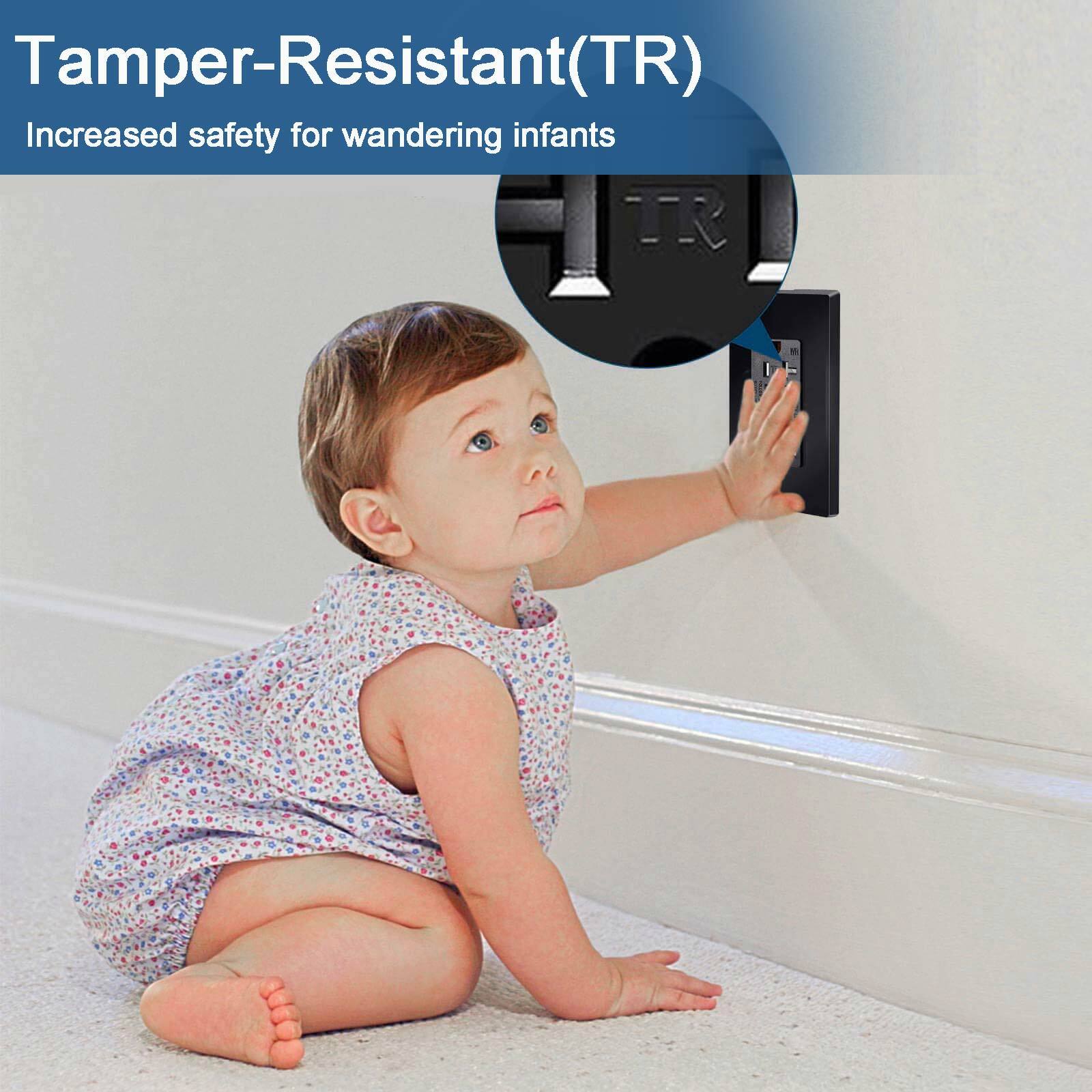 GFCI Outlet 20 Amp duplex Receptacles TR WR with Decor Wall Plates Black 3 Pack