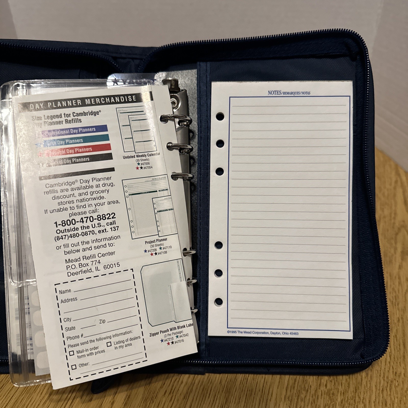 Mead Vtg. Personal Day Timer Five Star Planner Organizer Dark Blue NEW