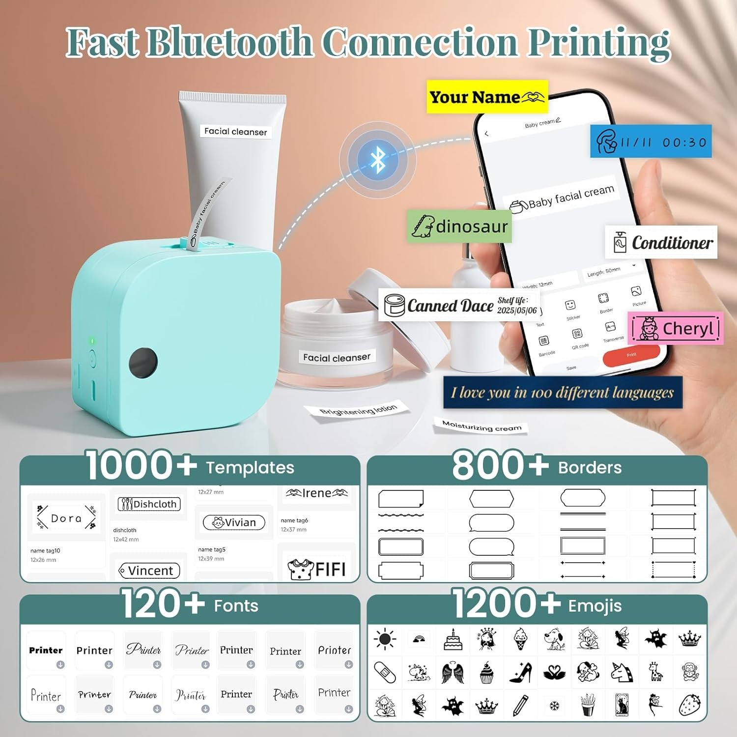 Phomemo Label Maker Machine with Tape, P12 Bluetooth Mini Label Makers Thermal