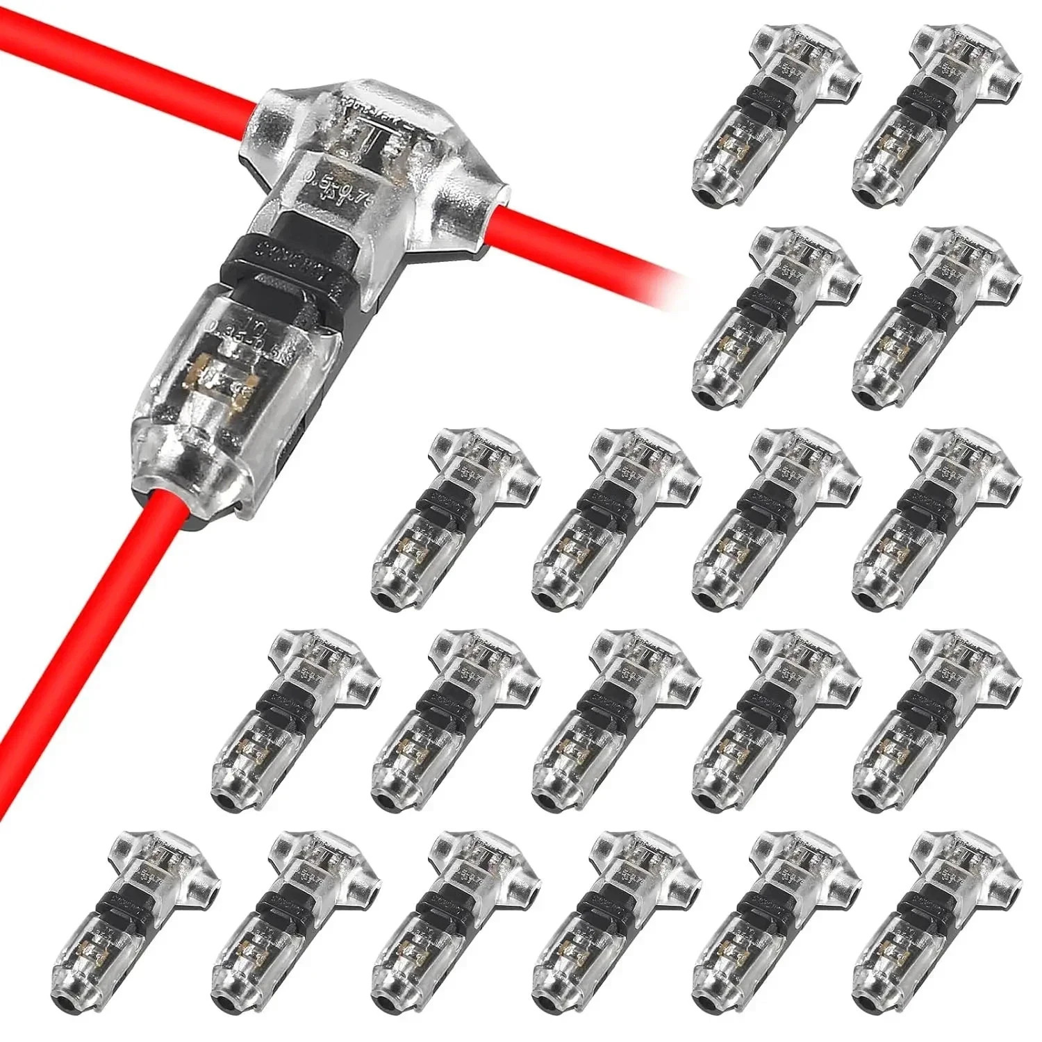 20pcs T Type 1 Pin Solderless Quick Wire Splice Connector No Strip Low Voltage**